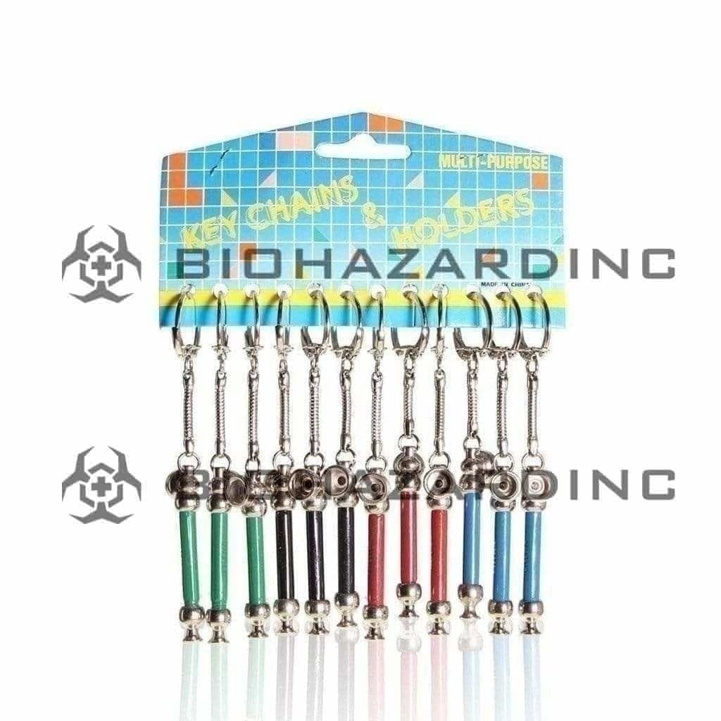 Novelty | Pipe Keychain | 2.5" - Metal - 12 Count Metal Hand Pipe Biohazard Inc   