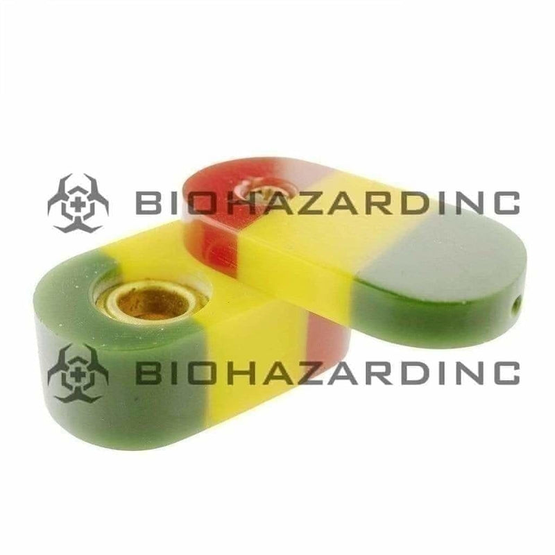 Hand Pipe | Metal and Acrylic Monkey Pipe | 2" - Metal/Acrylic - Various Quantity Metal Hand Pipe Biohazard Inc Rasta  