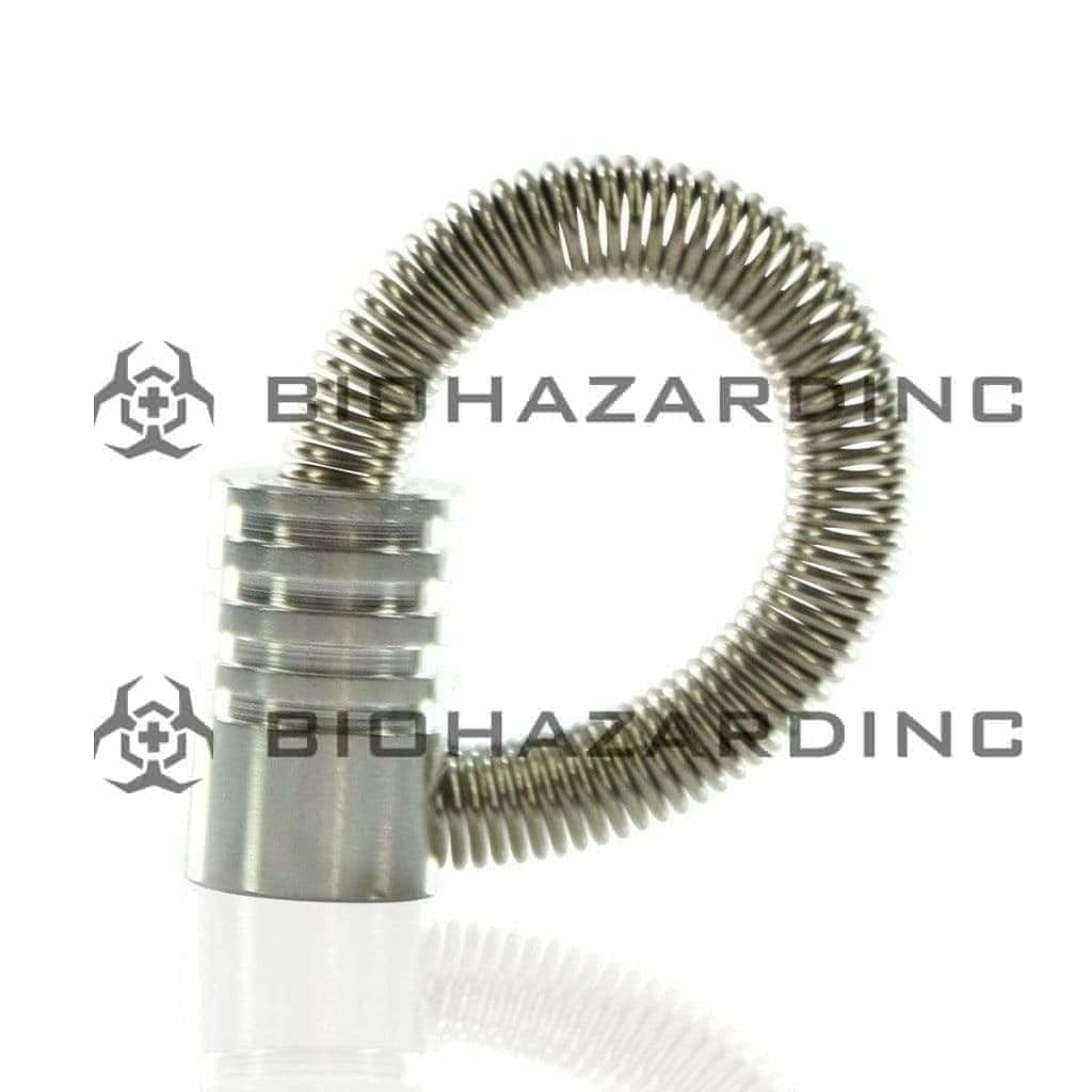 Novelty | Silver Metal Spring Hand Pipe | 3.75" - Metal - Silver Metal Hand Pipe Biohazard Inc   