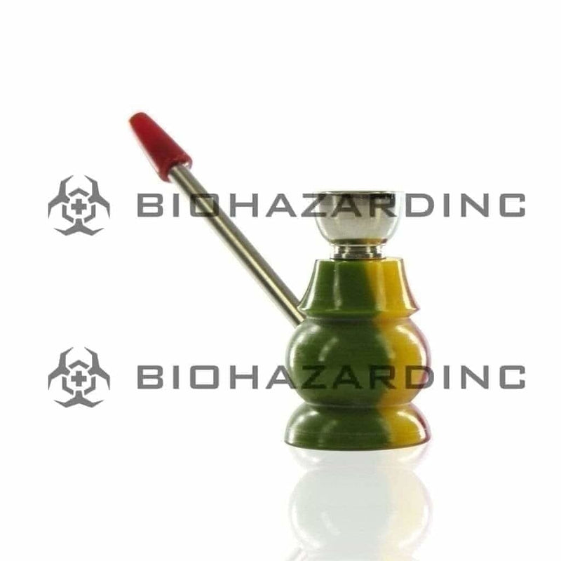 Hand Pipe | Metal and Acrylic Bottle Pipe | 3" - Metal/Acrylic - Rasta Metal Hand Pipe Biohazard Inc   