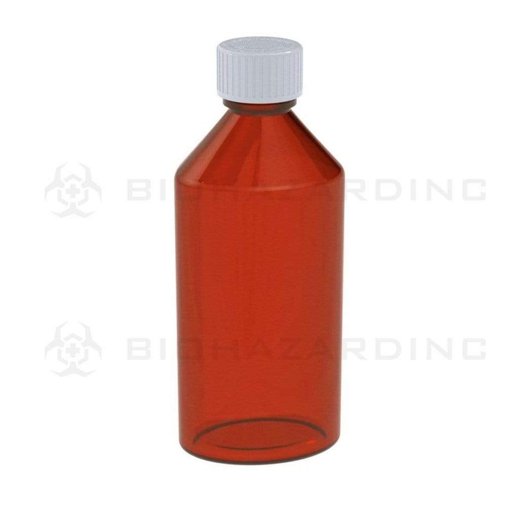 Child Resistant | Oval Bottles w/ Caps | Various Colors - 8oz - 80 Count Oval Bottles Biohazard Inc Amber  