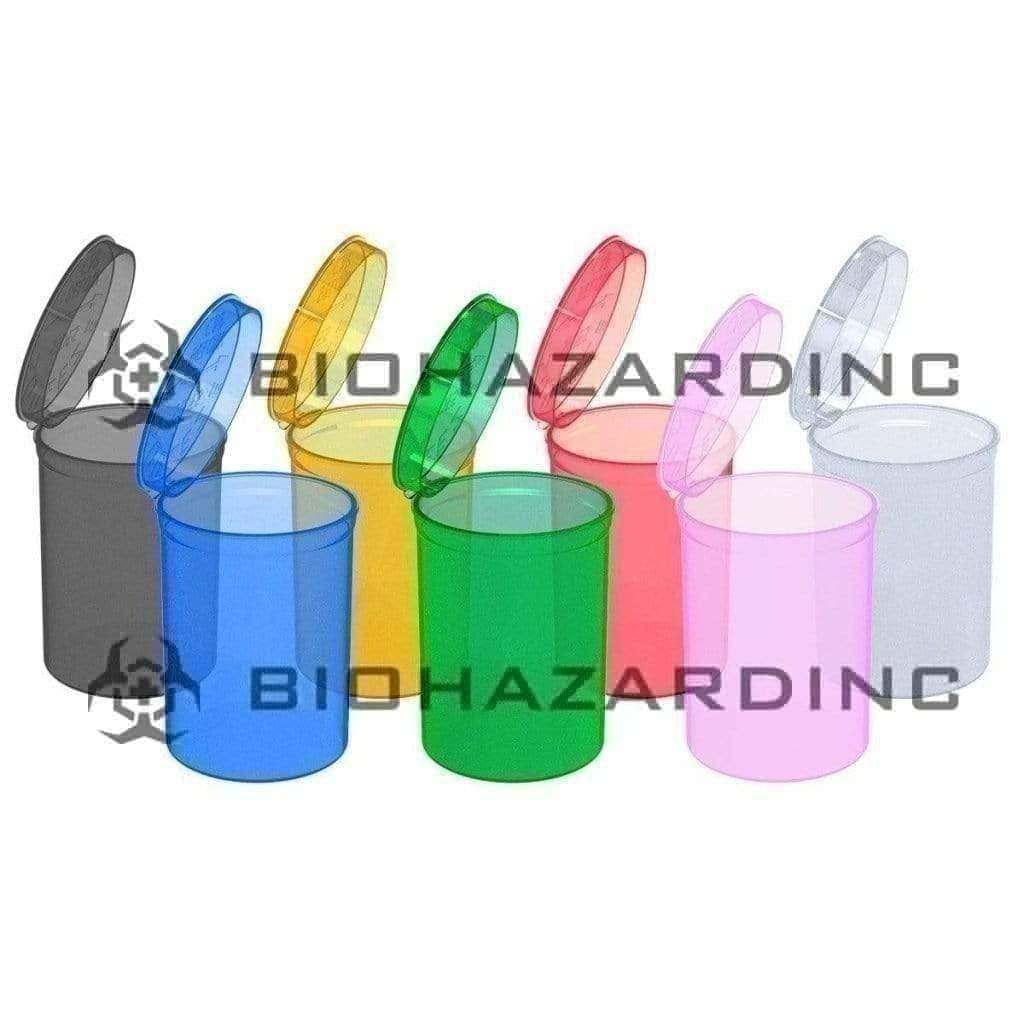 Plastic Pop Top Bottles | 30 Dram - 7 Grams - 160 Count - Various Colors Pop Top Bottle Biohazard Inc Transparent Assorted Colors  