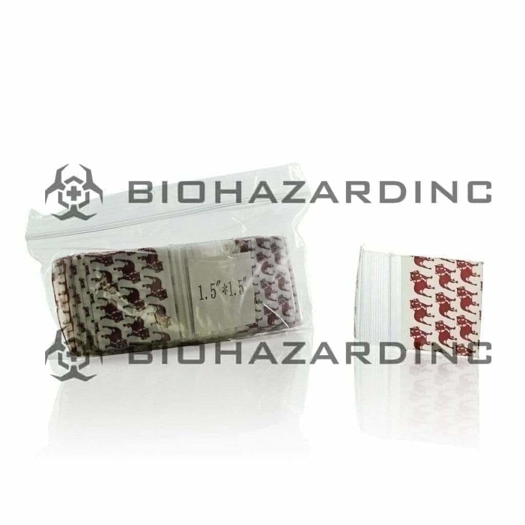 Zip Lock | Plastic Zip Lock Baggies | 1.25" X 1.25" - Bull Dog Print - 1000 Count Storage Bag Biohazard Inc   