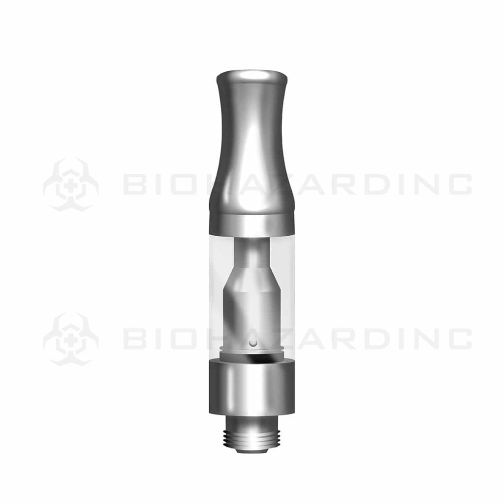 Silver Metal & Glass .5ml/1.5mm Cartridge - 100 Count Vape Cartridge Biohazard Inc   