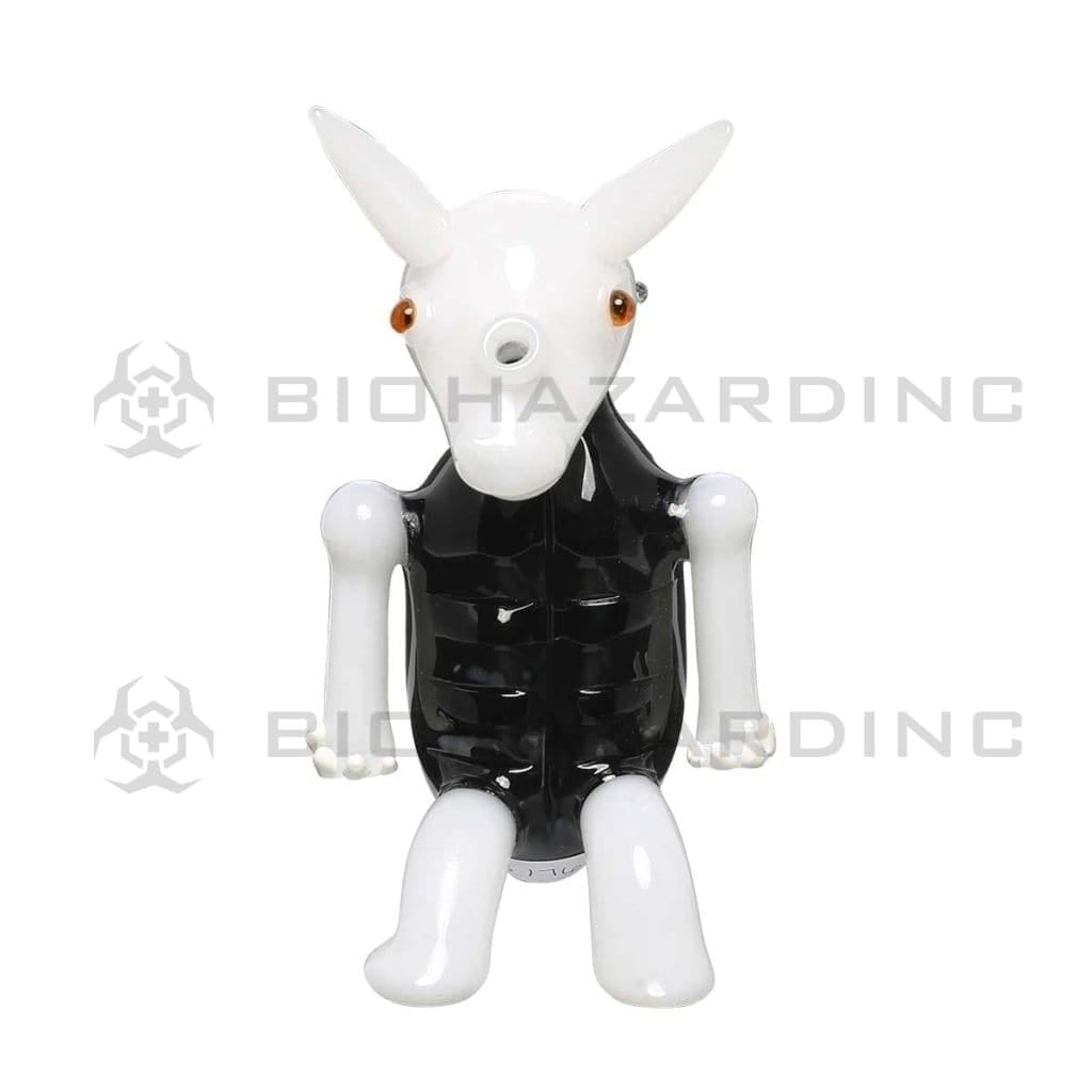 Novelty | Jack Rabbit Glass Water Pipe | 5" - Glass - Black & White Novelty Bong Biohazard Inc   