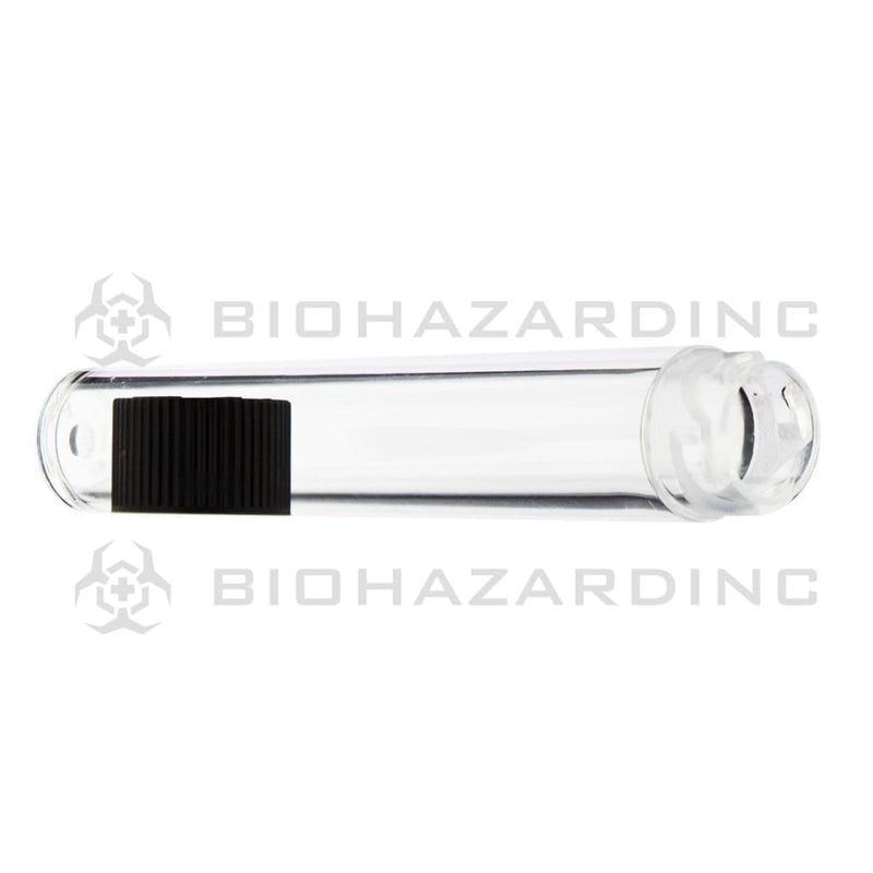Child Resistant | Push & Turn Vape Cartridge Clear Tubes w/ Black Caps | Various Sizes Storage Tube Biohazard Inc   