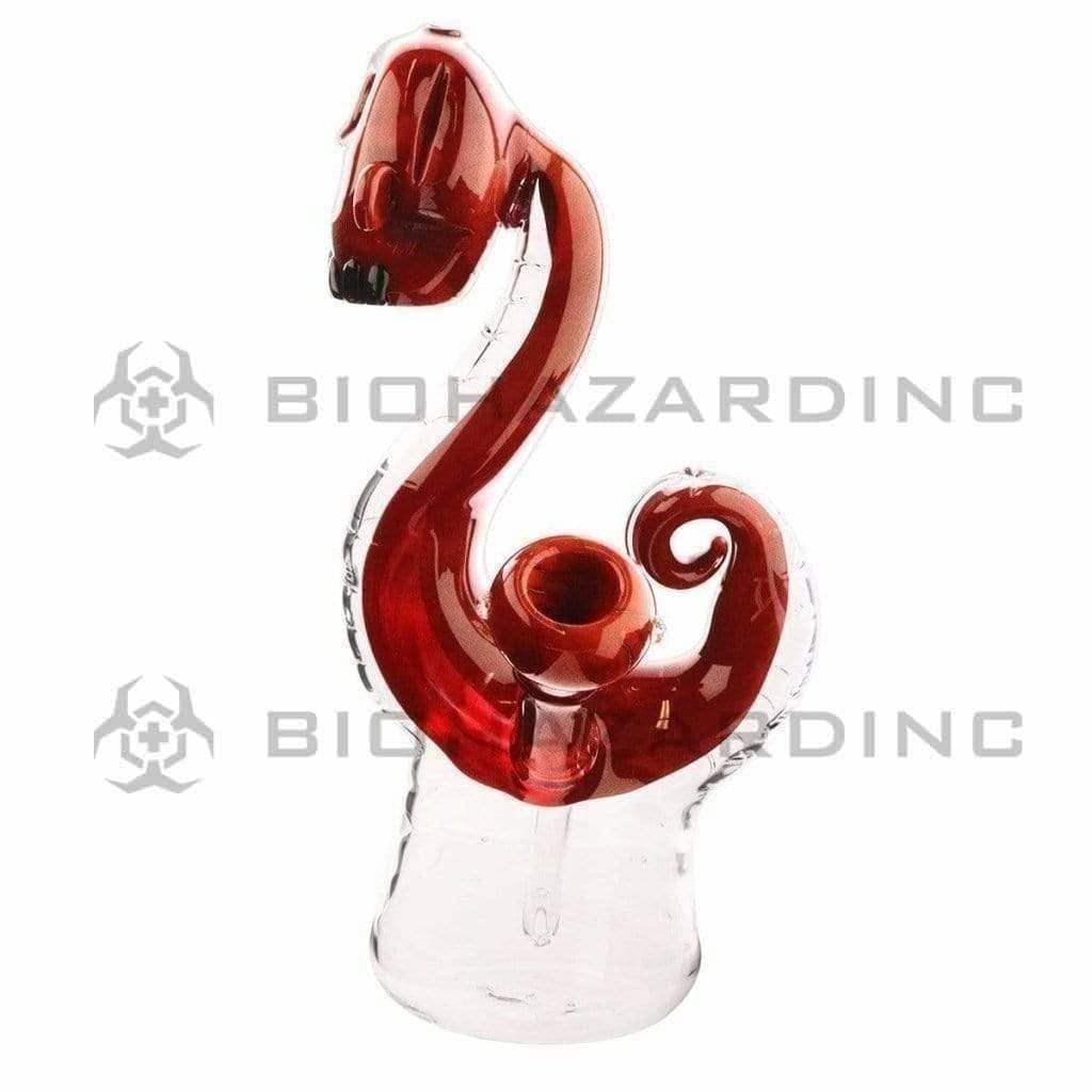 Novelty | Calavera Serpent Glass Water Pipe | 6" - Glass - Rustic Red Novelty Bong Biohazard Inc   