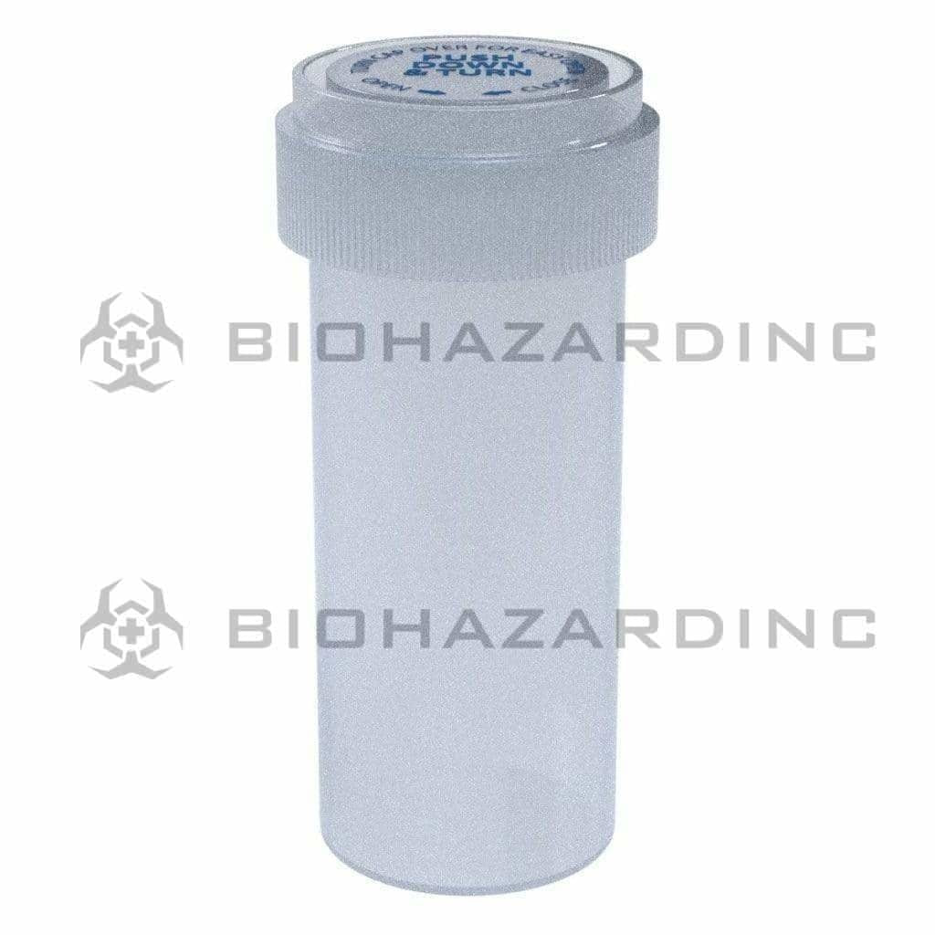 Child Resistant | Translucent Clear Reversible Cap Vials | 16 Dram - 3 Grams - 230 Count Reversible Cap Vial Biohazard Inc   