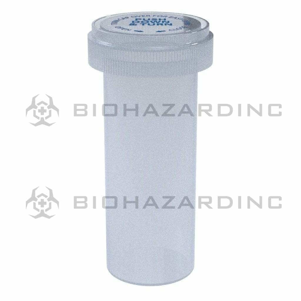 Child Resistant | Translucent Clear Reversible Cap Vials | 30 Dram - 7 Grams - 190 Count Reversible Cap Vial Biohazard Inc   