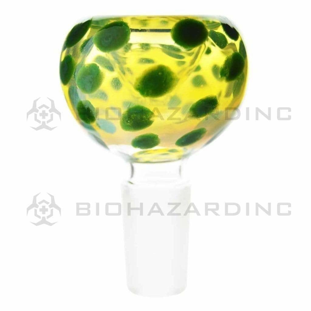 Bowl | Fumed Bowl w/ Colored Dots | 14mm - Yellow - 10 Count Glass Bowl Biohazard Inc   