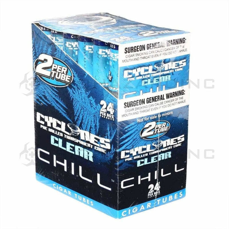 Cyclones | Wholesale Clear Cellulose Pre-Rolled Cones 1¼ Size | 78mm - 24 Count - Various Flavors Pre-Rolled Cones Cyclones Chill Blue  