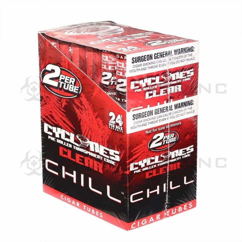 Cyclones | Wholesale Clear Cellulose Pre-Rolled Cones 1¼ Size | 78mm - 24 Count - Various Flavors Pre-Rolled Cones Cyclones Chill Red  