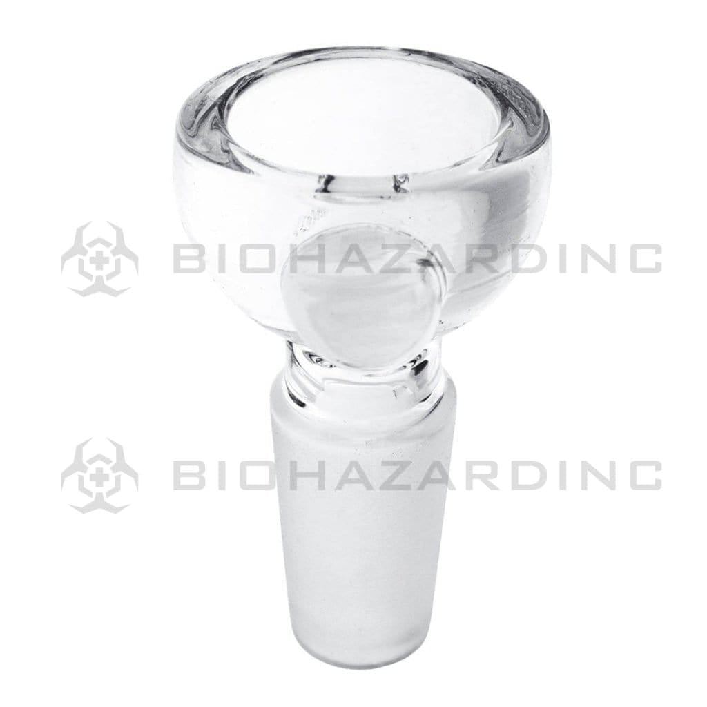 Bowl | Deep Dish Thick Funnel Bowl w/ Marble | 14mm - Clear Glass Bowl Biohazard Inc   