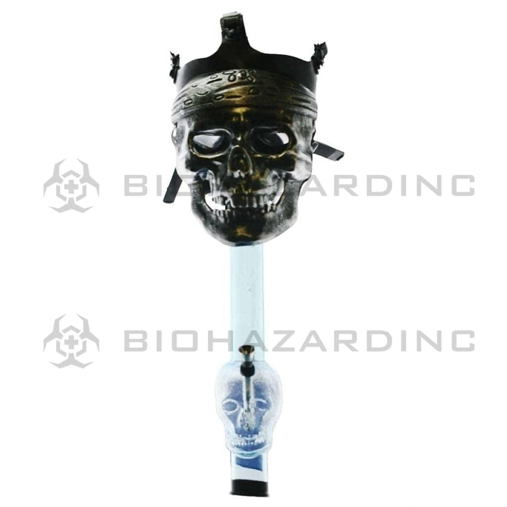 Gas Mask | Silver Bandana Skull Mask Steamroller | 12" - Acrylic - Assorted Colors Acrylic Bong with Gas Mask Biohazard Inc   