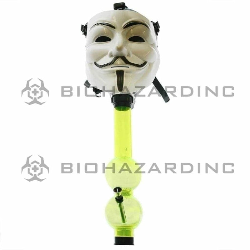 Gas Mask | Guy Fawkes Mask Black & White Steamroller | 12" - Acrylic - Assorted Colors Acrylic Bong with Gas Mask Biohazard Inc   