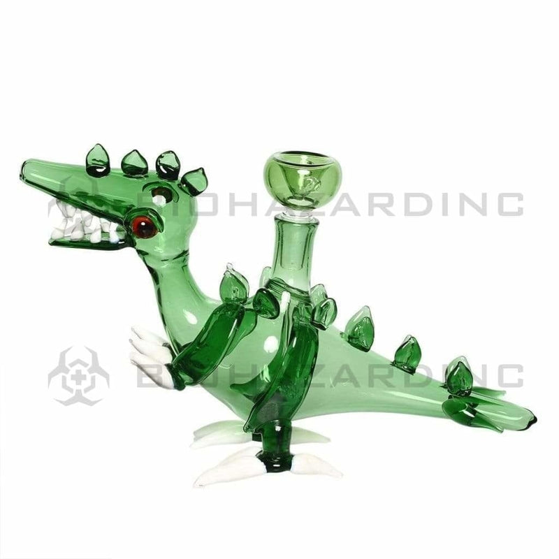 Novelty | Dinosaur Glass Water Pipe | 6" - Glass - Green Novelty Bong Biohazard Inc   