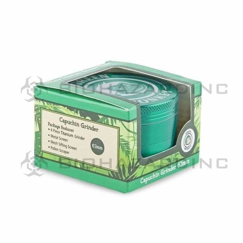 Green Monkey | Capuchin Metal Grinder | 4 Piece - 63mm - Various Colors Metal Grinder Green Monkey   