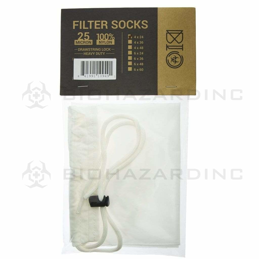BIO Filter Socks w/ Drawstring Lock | 25µm - 4" x 24" Scientific Accessories Bio Glass   