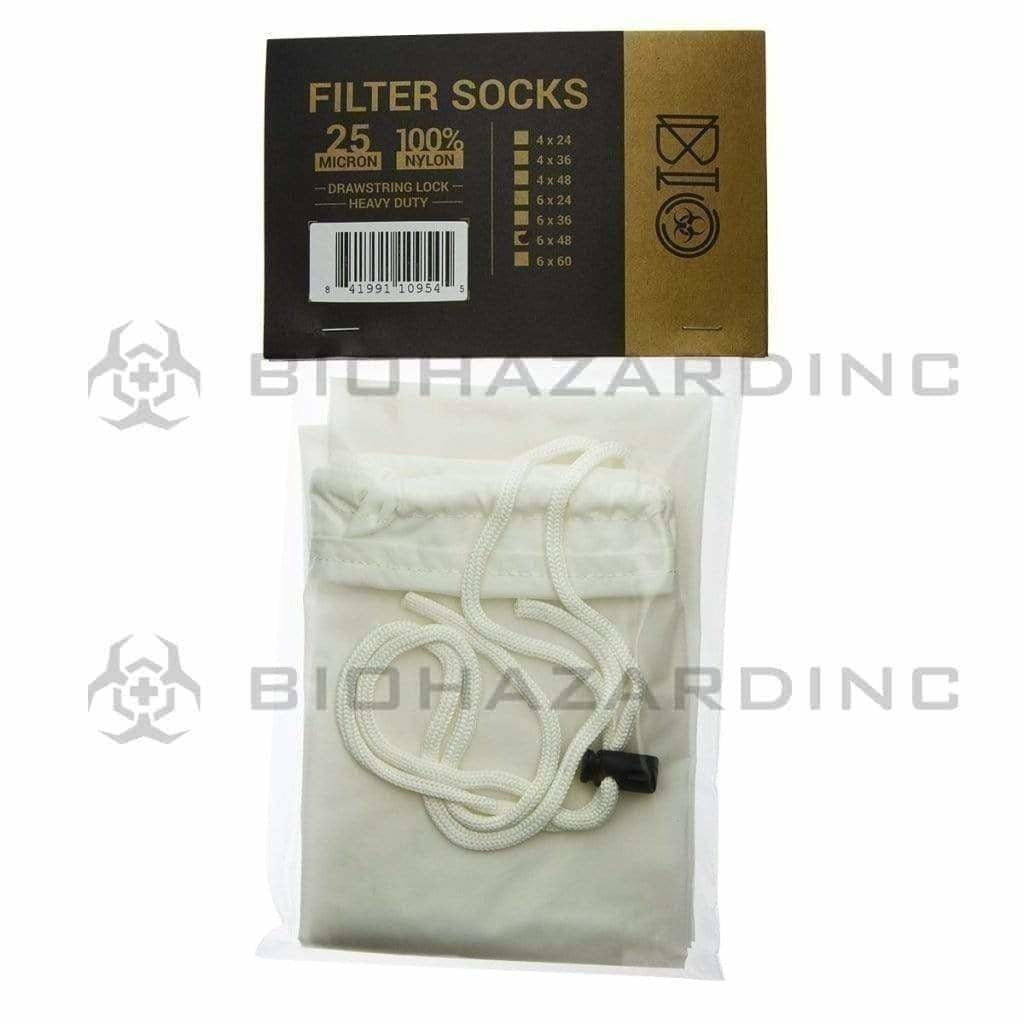 BIO Filter Socks w/ Drawstring Lock | 25µm - 6" x 48" Scientific Accessories Bio Glass   
