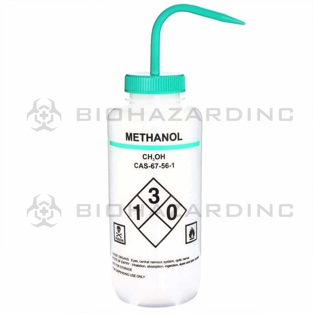 LDPE Premium Labeled Wash Bottles - Methanol 1000 ml Wash Bottles Biohazard Inc   