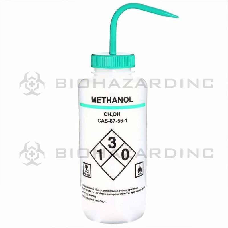 LDPE Premium Labeled Wash Bottles - Methanol 1000 ml Wash Bottles Biohazard Inc   