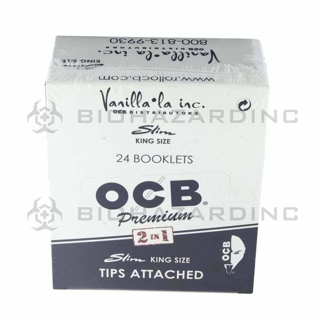 OCB® | 'Retail Display' Premium Rolling Papers w/ Tips | White Paper - 24 Count - Various Sizes Rolling Papers + Tips OCB King Slim - 110mm - 32/Pack  