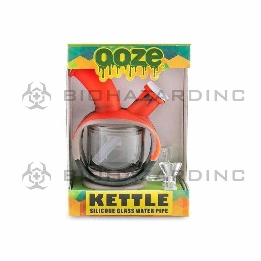 OOZE® | Kettle Silicone Bubbler Dab Rig Combo | Various Colors Silicone Bong Ooze Black Gray & Red  