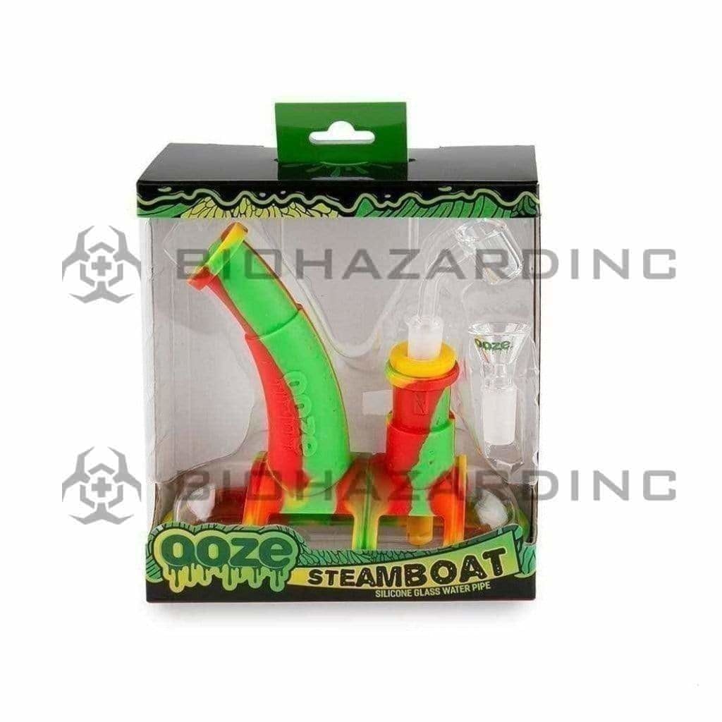 OOZE® | Steamboat Silicone Bubbler Dab Rig Combo | Silicone - Various Colors Silicone Bong Ooze Rasta  