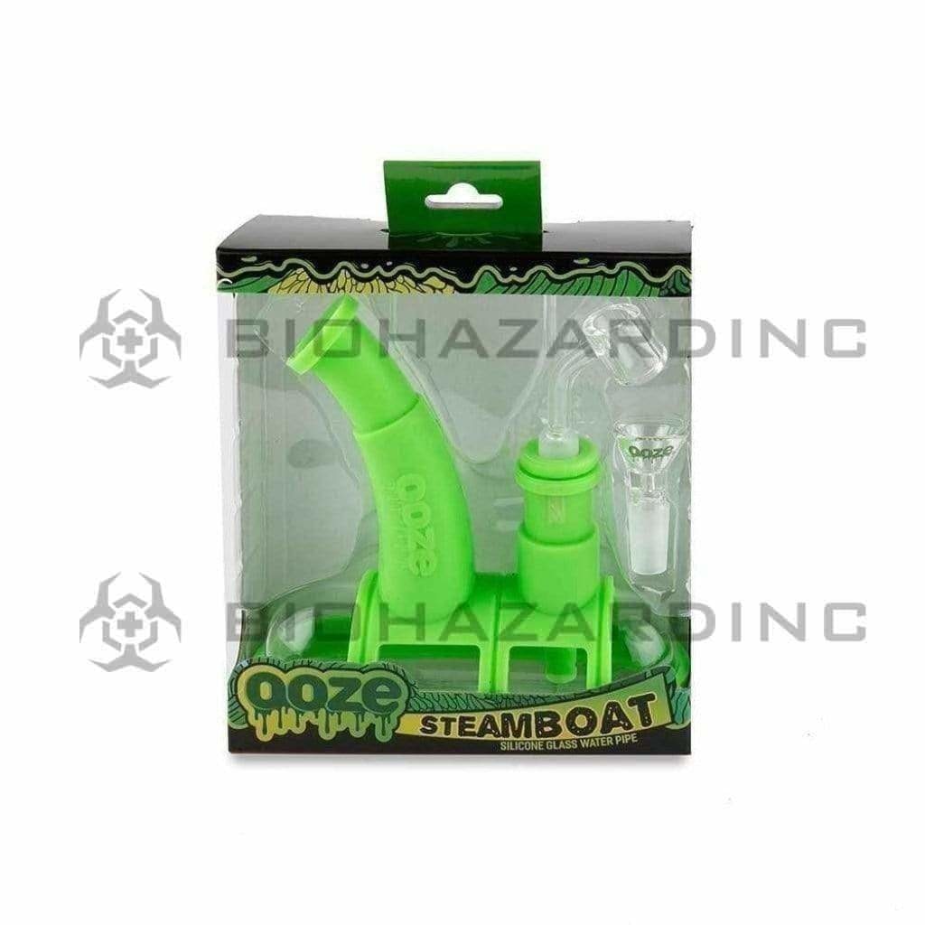 OOZE® | Steamboat Silicone Bubbler Dab Rig Combo | Silicone - Various Colors Silicone Bong Ooze Green  