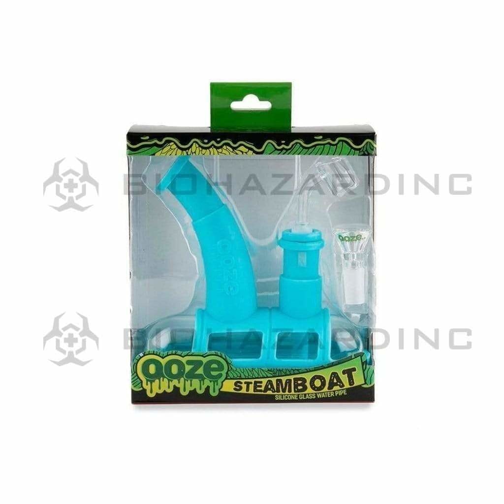 OOZE® | Steamboat Silicone Bubbler Dab Rig Combo | Silicone - Various Colors Silicone Bong Ooze Teal  