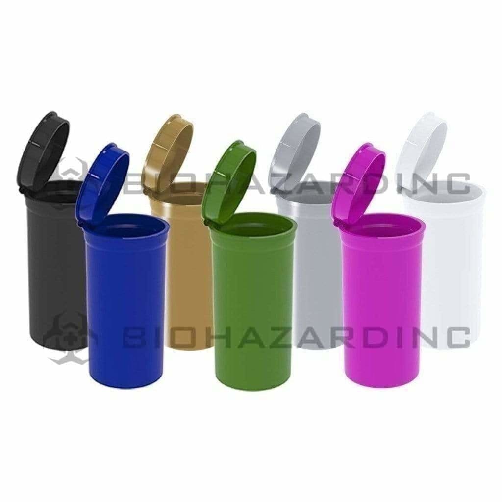 Plastic Pop Top Bottles | 13 Dram - 2 Grams - 315 Count - Various Colors Pop Top Bottle Biohazard Inc Opaque Assorted Colors  