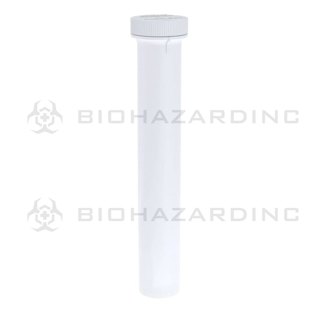 Child Resistant | "Line-Up Arrow" Plastic Pre-Roll Tubes | 116mm - Opaque White - 500 Count Child Resistant Blunt Tube Biohazard Inc   