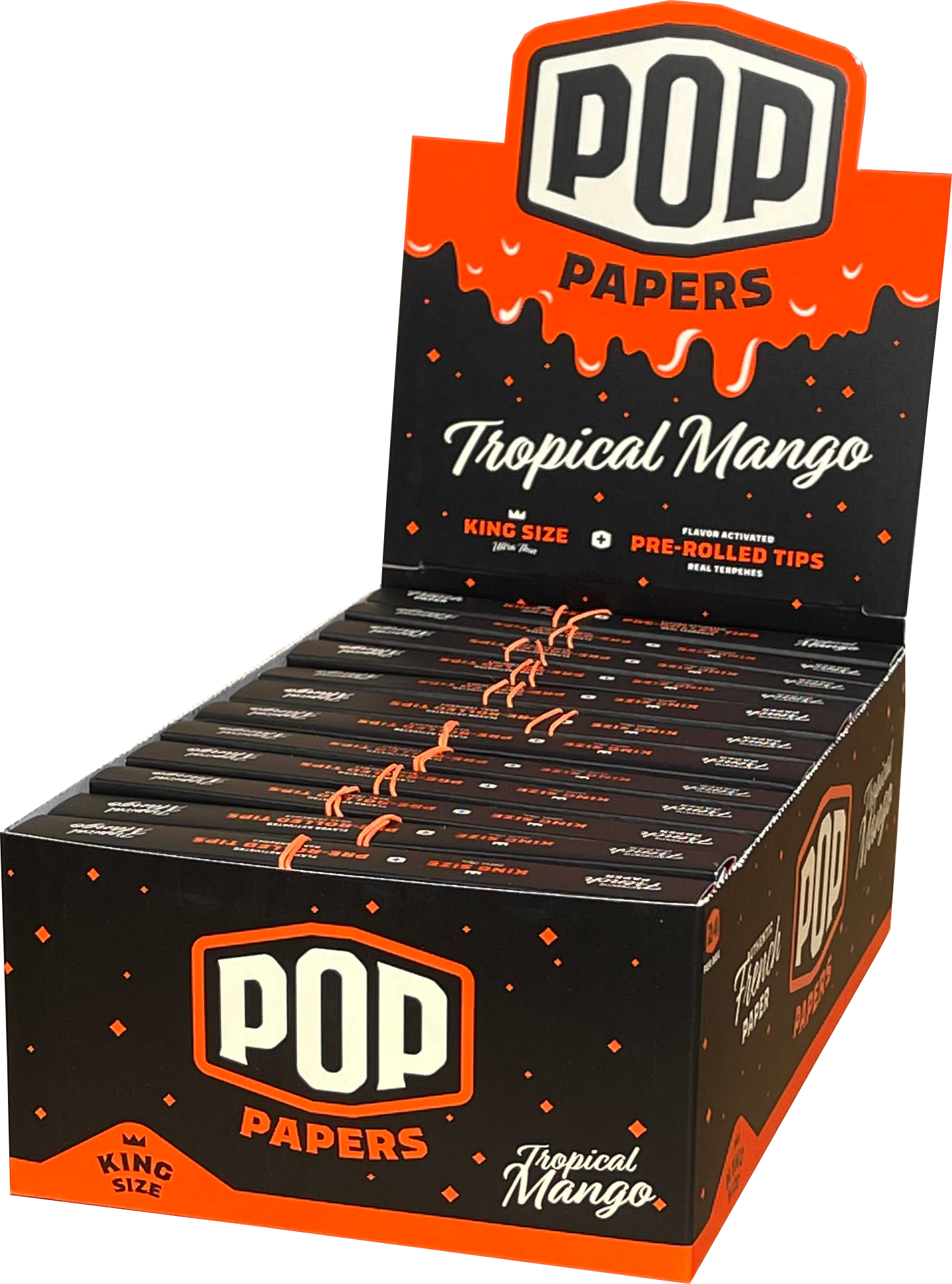 Pop Papers | Wholesale Ultra Thin King Size Rolling Paper w/ Flavor Filter Tips | 110mm - 24 Count - Various Flavors Rolling Papers Biohazard Inc   