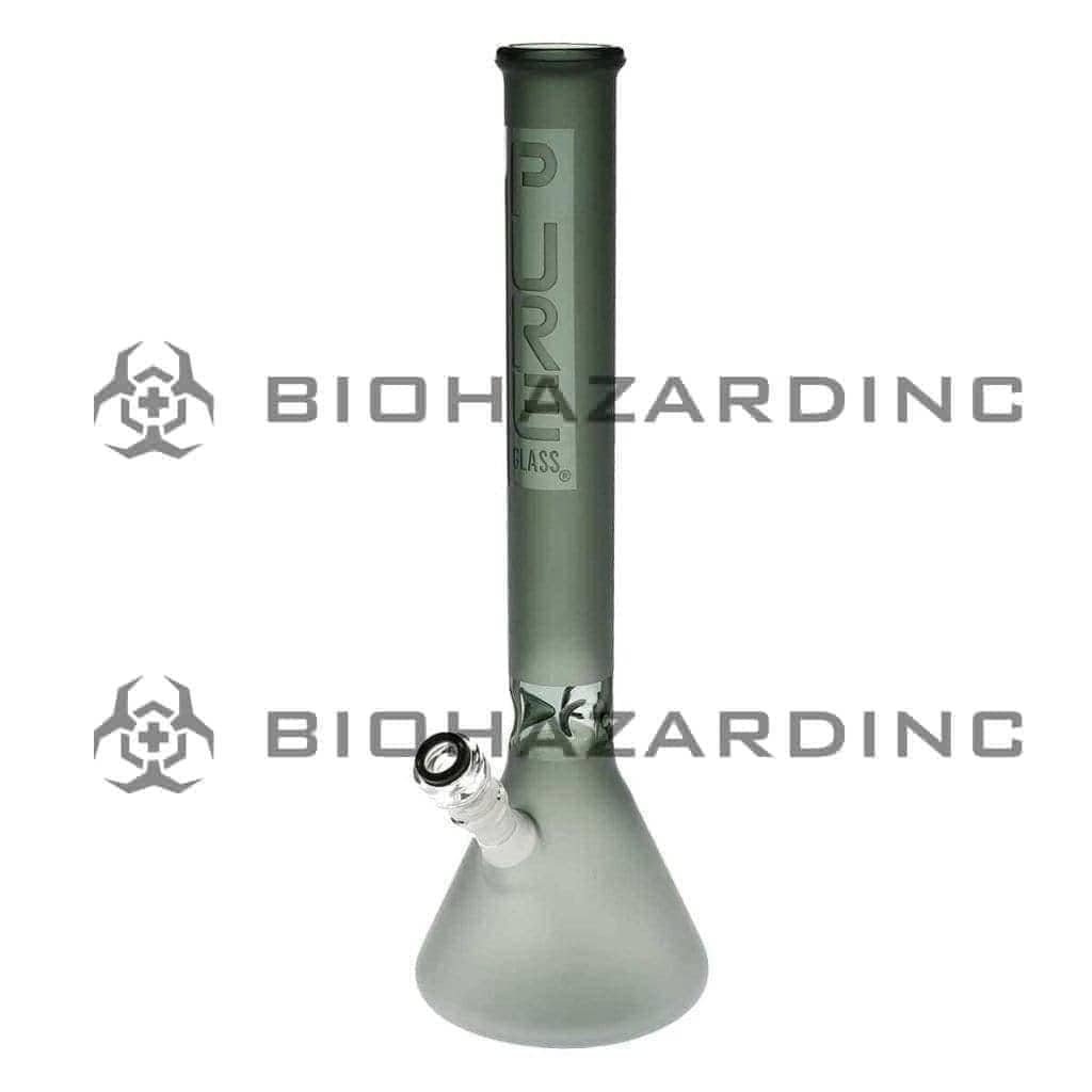 PURE Glass | Classic Beaker Water Pipe | 18" - 14mm - Various Colors Glass Bong Pure Glass Black Frost  