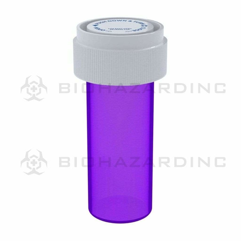Child Resistant | Translucent Purple Reversible Cap Vials | 8 Dram - 1 Gram - 410 Count Reversible Cap Vial Biohazard Inc   