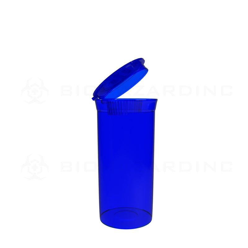 Plastic Pop Top Bottles | 13 Dram - 2 Grams - 315 Count - Various Colors Pop Top Bottle Biohazard Inc Transparent Blue  