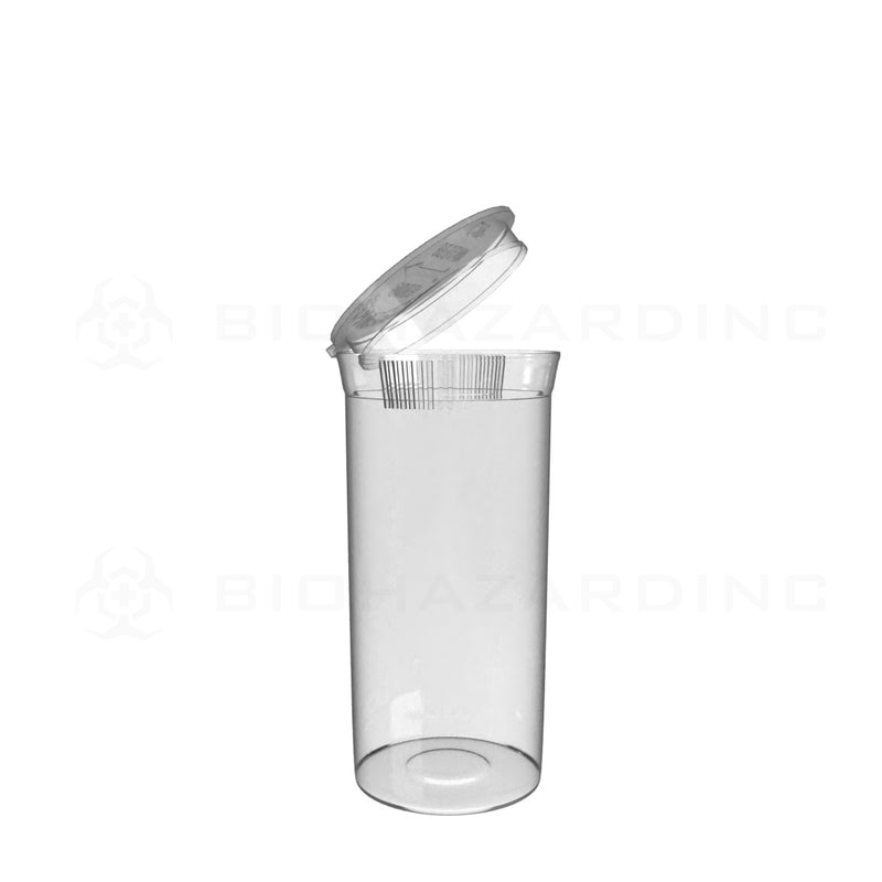 Plastic Pop Top Bottles | 13 Dram - 2 Grams - 315 Count - Various Colors Pop Top Bottle Biohazard Inc Clear  