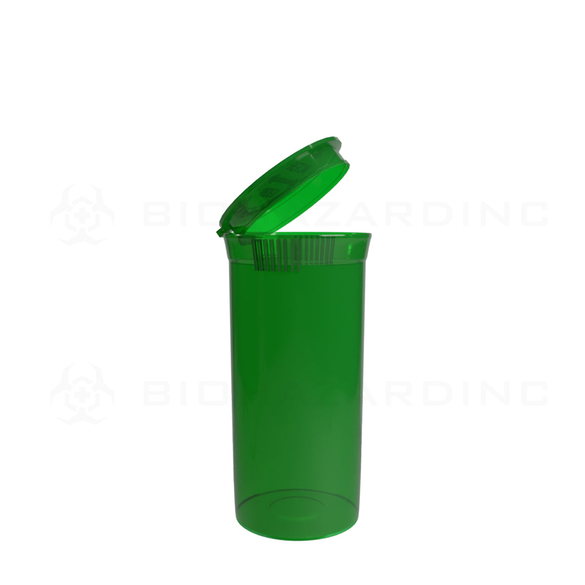 Plastic Pop Top Bottles | 13 Dram - 2 Grams - 315 Count - Various Colors Pop Top Bottle Biohazard Inc Transparent Green  