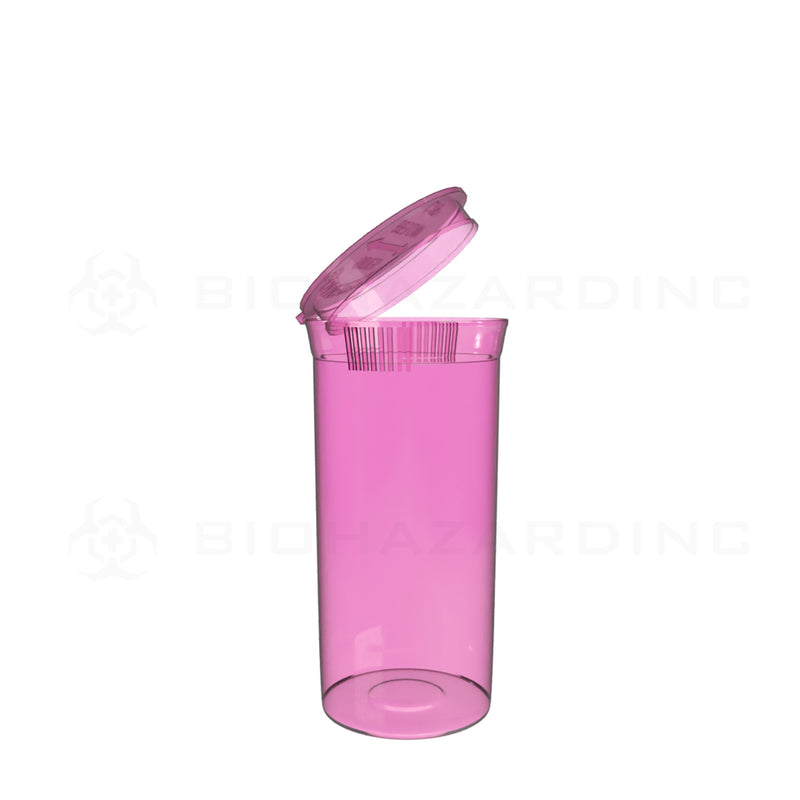 Plastic Pop Top Bottles | 13 Dram - 2 Grams - 315 Count - Various Colors Pop Top Bottle Biohazard Inc Transparent Pink  