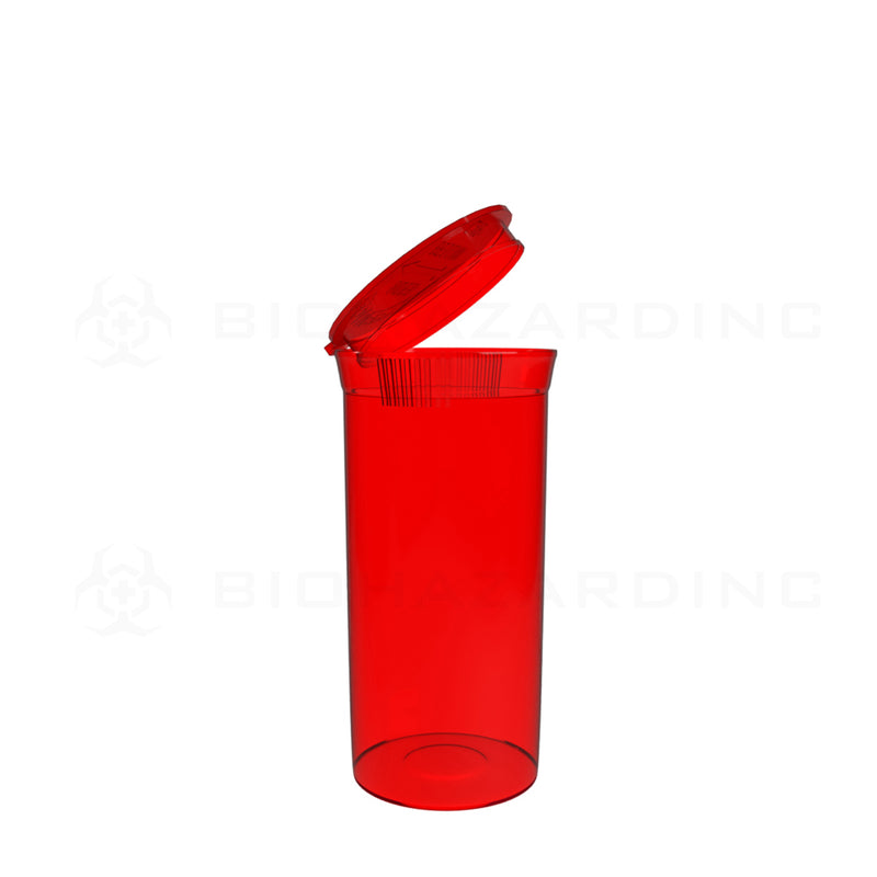 Plastic Pop Top Bottles | 13 Dram - 2 Grams - 315 Count - Various Colors Pop Top Bottle Biohazard Inc Transparent Red  