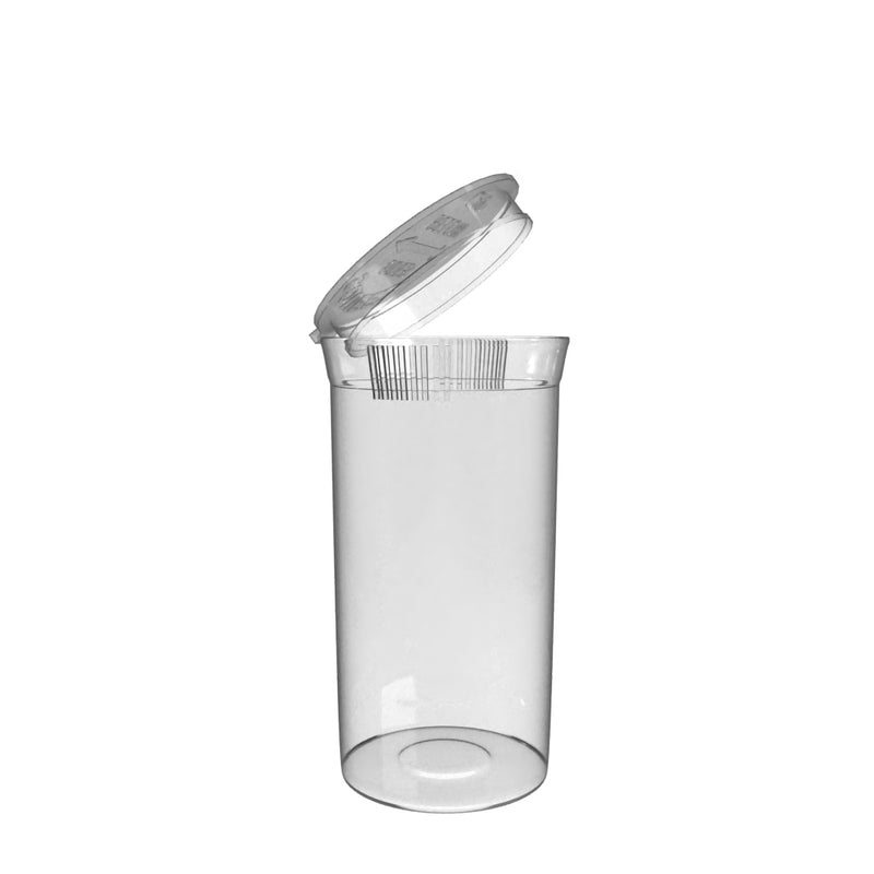 Plastic Pop Top Bottles | 19 Dram - 3.5 Grams - 225 Count - Various Colors Pop Top Bottle Biohazard Inc Clear  