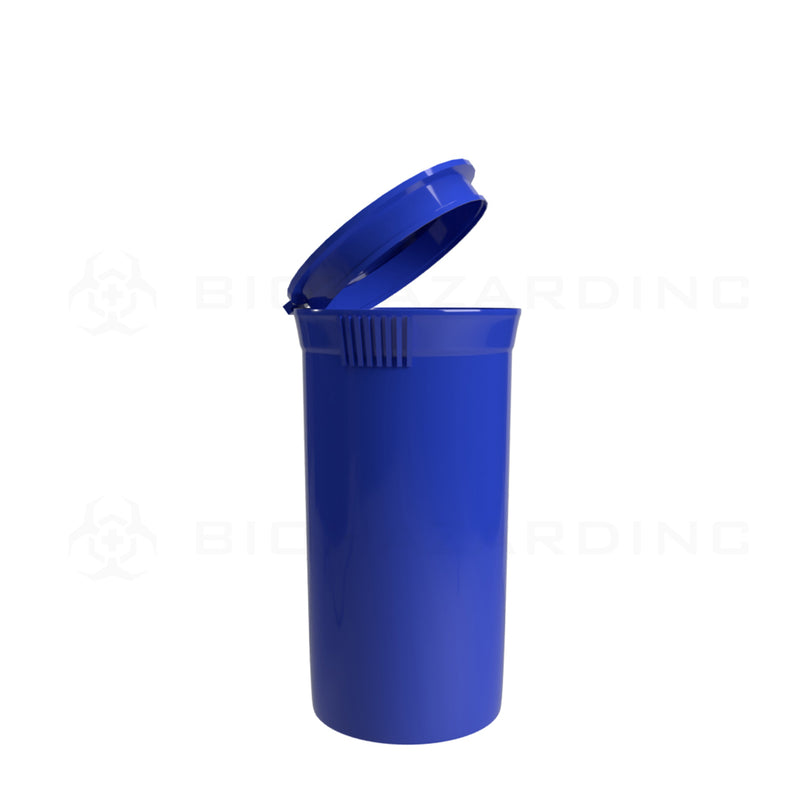 Plastic Pop Top Bottles | 19 Dram - 3.5 Grams - 225 Count - Various Colors Pop Top Bottle Biohazard Inc Opaque Blue  