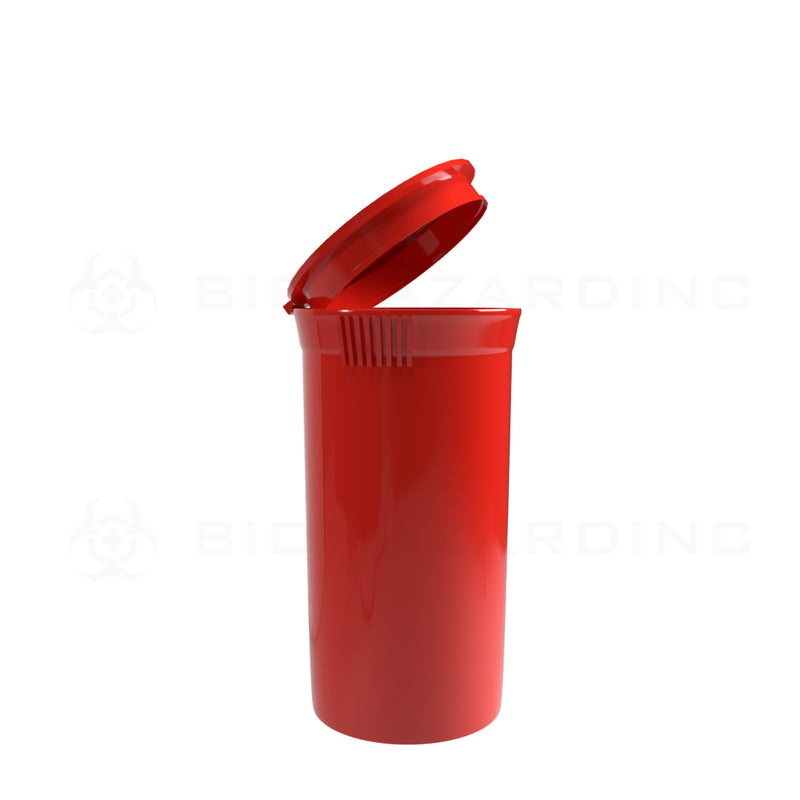Plastic Pop Top Bottles | 19 Dram - 3.5 Grams - 225 Count - Various Colors Pop Top Bottle Biohazard Inc Opaque Red  