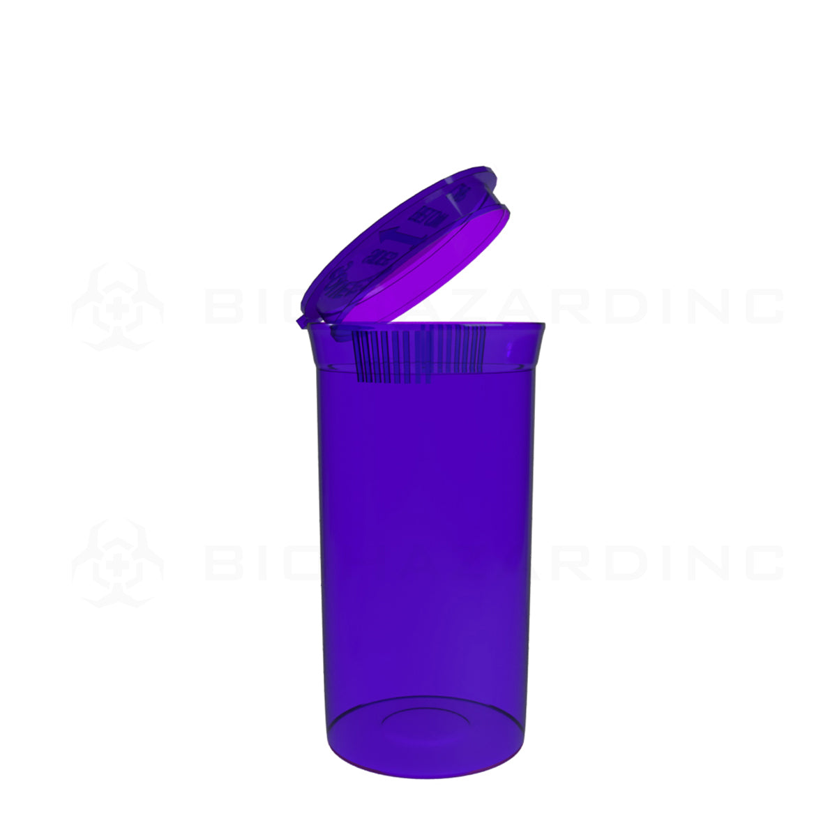 Plastic Pop Top Bottles | 19 Dram - 3.5 Grams - 225 Count - Various Colors Pop Top Bottle Biohazard Inc Transparent Purple  