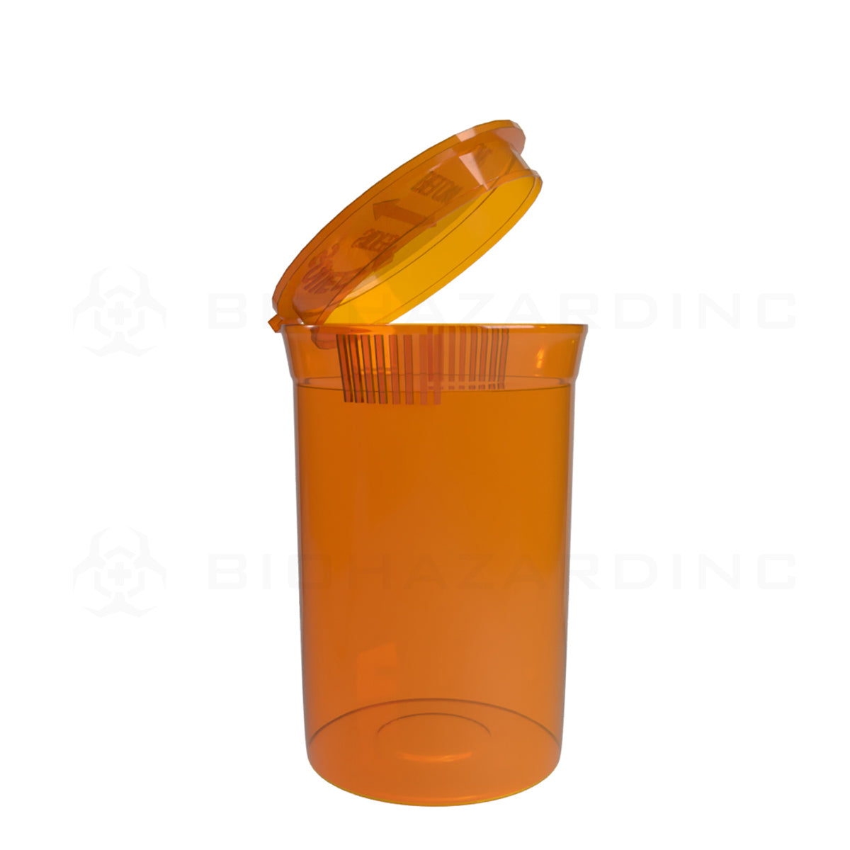 Plastic Pop Top Bottles | 30 Dram - 7 Grams - 160 Count - Various Colors Pop Top Bottle Biohazard Inc Transparent Amber  