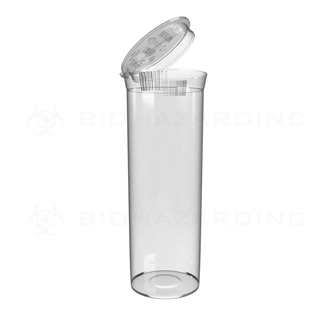 Plastic Pop Top Bottles | 60 Dram - 14 Grams - 75 Count - Various Colors Pop Top Bottle Biohazard Inc Clear  