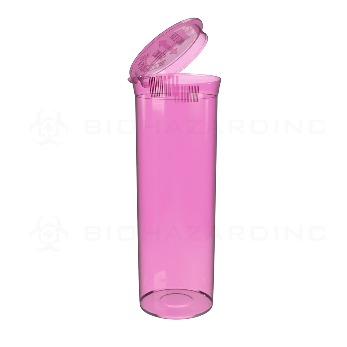 Plastic Pop Top Bottles | 60 Dram - 14 Grams - 75 Count - Various Colors Pop Top Bottle Biohazard Inc Transparent Pink  