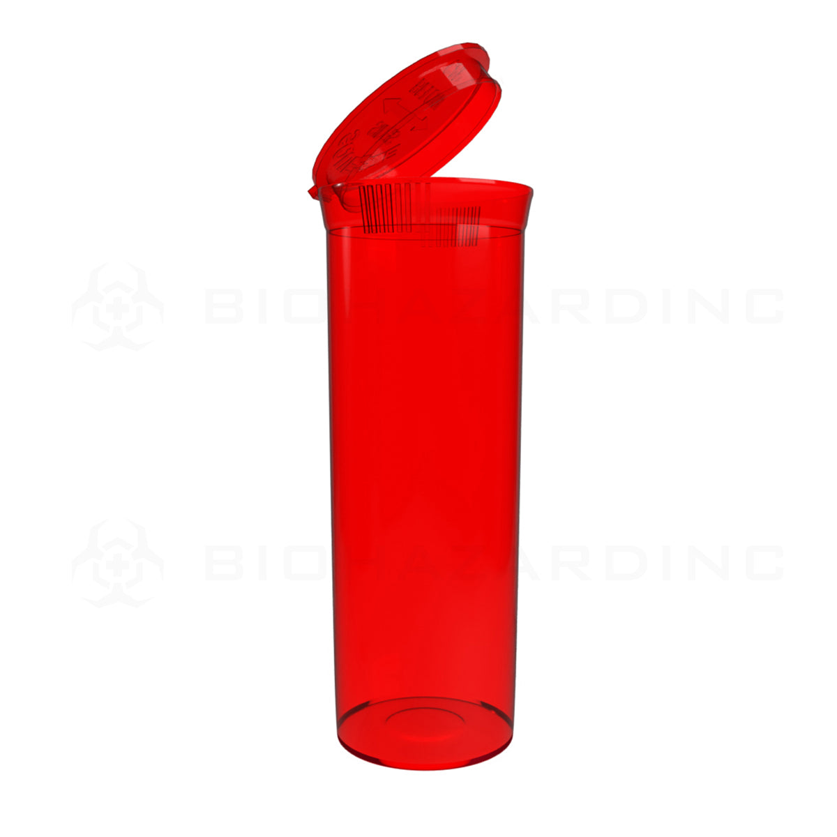 Plastic Pop Top Bottles | 60 Dram - 14 Grams - 75 Count - Various Colors Pop Top Bottle Biohazard Inc Transparent Red  