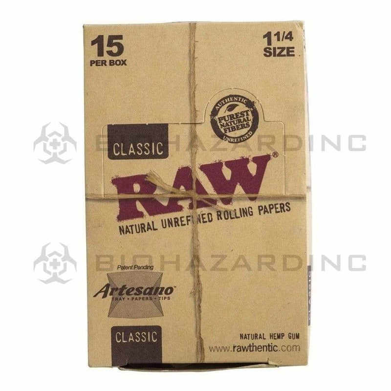 RAW® | 'Retail Display' Rolling Papers | Classic Artesano - Unbleached Brown - Various Sizes Rolling Papers Raw 1¼ Size - 78mm - 15 Count  