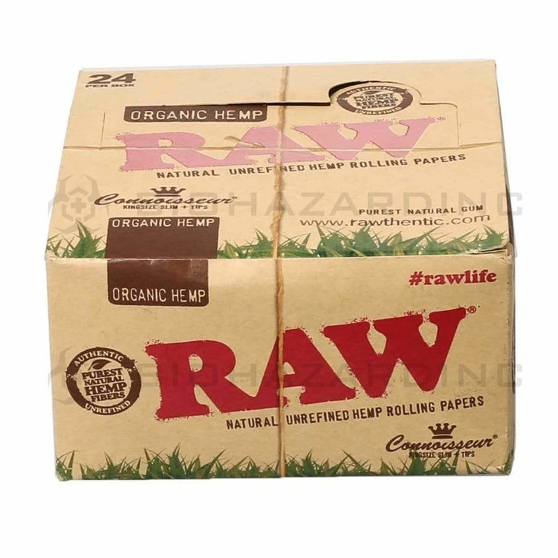 RAW® | 'Retail Display' Organic Rolling Papers w/ Tips | Organic Brown - 24 Count - Various Sizes Rolling Papers + Tips Raw King - 110mm  